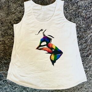 Rainbow Kissing Lips Tank Top - XL